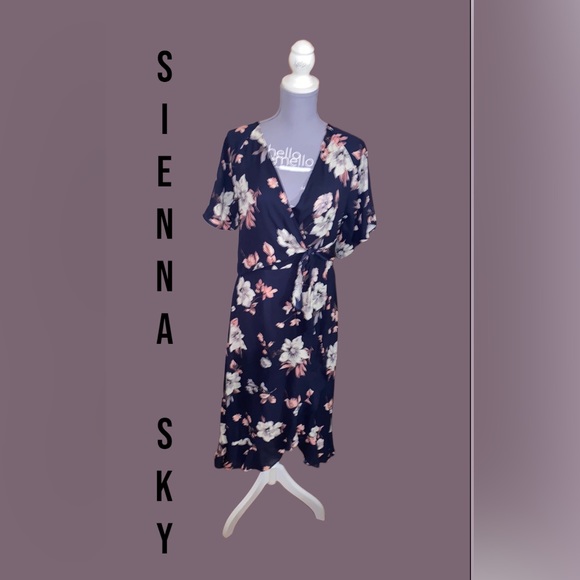 ❤️ Sienna Sky Women’s Blue Pink White Floral Short Sleeve Dress Size Large❤️ - Picture 3 of 12